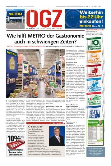 Wie hilft metro der Gastronomie auch in schwierigen Zeiten?