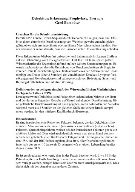 Dekubitus Erkennung Prophylaxe Therapie Asbh