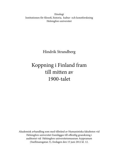 Koppning i Finland fram till mitten av 1900-talet - Helda
