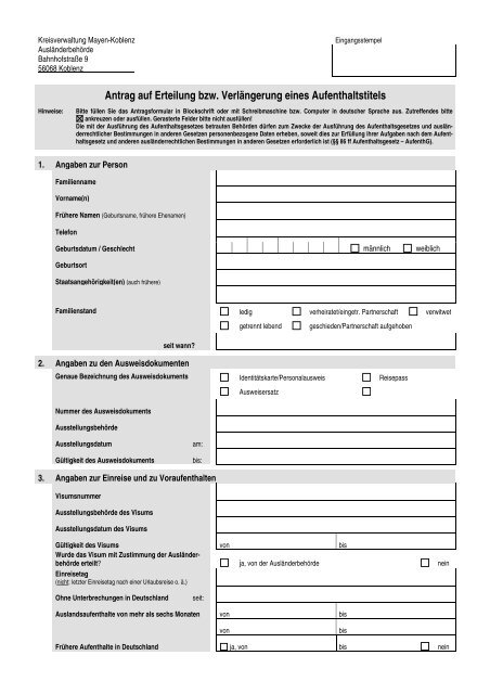 Antrag auf erteilung einer aufenthaltserlaubnis ausfüllhilfe