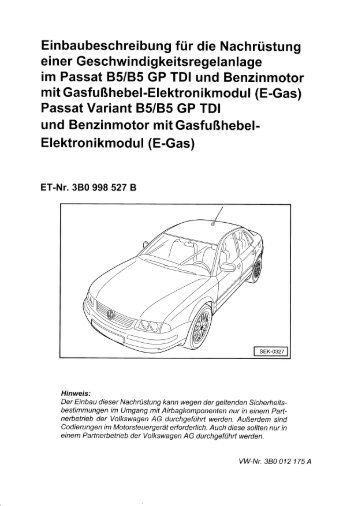 Einbaubeschreibung für die Nachrüstung im Passat 85 ... - Motor-Talk