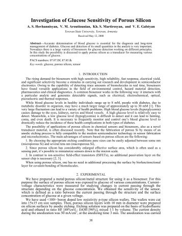 Investigation of Glucose Sensitivity of Porous Silicon