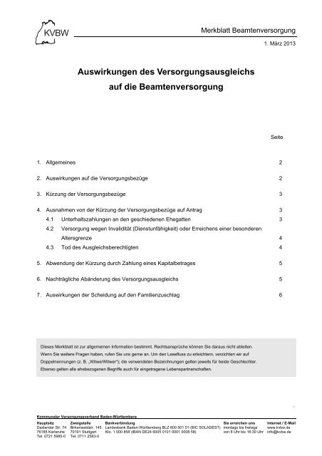 Auswirkungen des Versorgungsausgleichs auf die ...