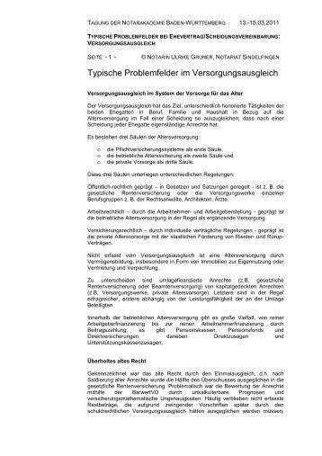 Vortragsskript Versorgungsausgleich Gruner - Amtsgericht Bruchsal