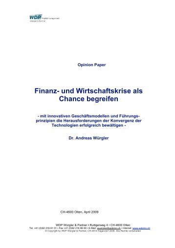 Finanz- und Wirtschaftskrise als Chance begreifen