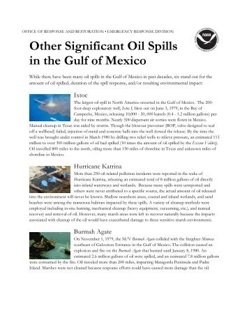 Other Significant Oil Spills in the Gulf of Mexico (pdf) - NOAA
