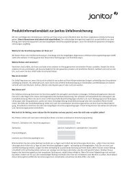 Produktinformationsblatt - Janitos Versicherung AG