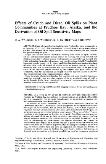 Effects of Crude and Diesel Oil Spills on Plant Communities ... - arctic