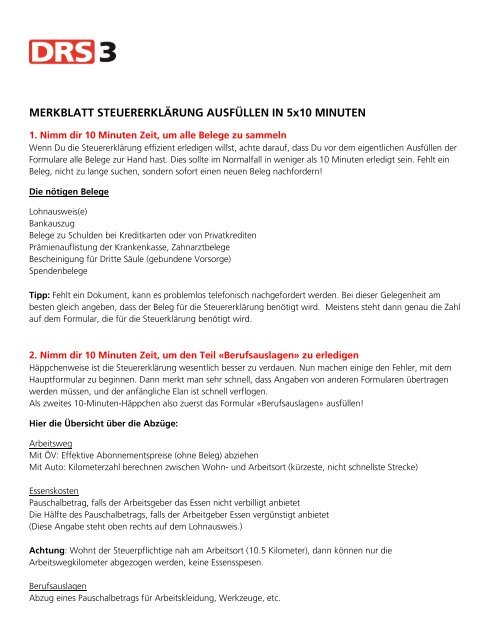 Merkblatt Steuererklarung Ausfullen In 5x10 Minuten