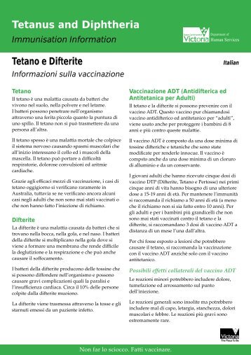 Tetanus and Diphtheria Tetano e Difterite - health.vic.gov.au