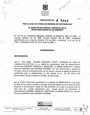 Page 1 ' ".« Secretaria Distrital AMBIENTE •y-.: RESOLUCIÓN No ...