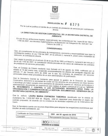 RESOLUCIÓN No. # 6375 Por la cual se justifica el trámite de un ...