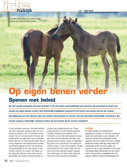 2011-17 Op eigen benen verder; spenen met beleid