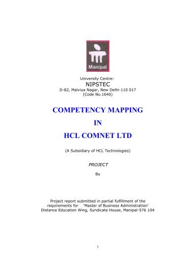 COMPETENCY MAPPING IN HCL COMNET LTD