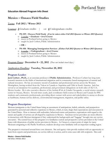 Mexico – Oaxaca Field Studies - Office of International Affairs ...