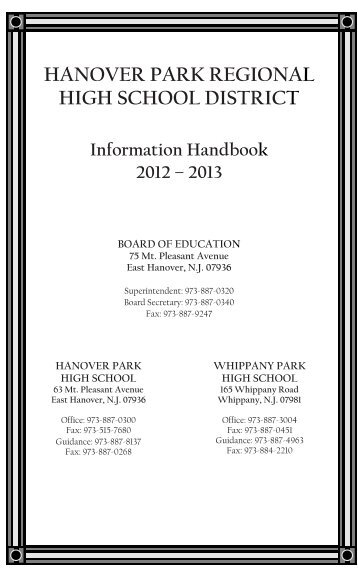 Information Handbook - Whippany Park High School