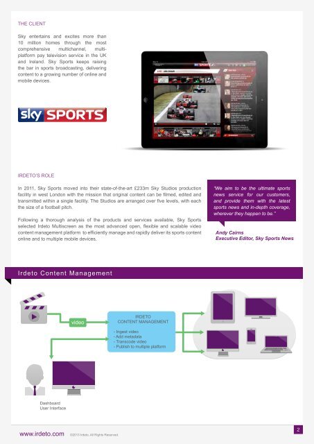 Sky Sports relies upon Irdeto Multiscreen to efficiently manage its ...