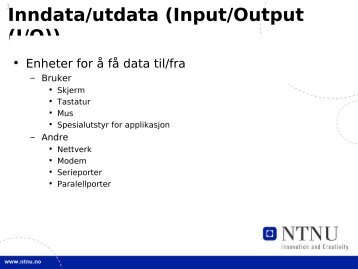 Inndata/utdata (Input/Output (I/O))
