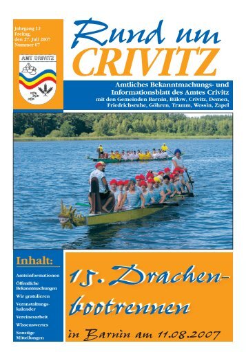 Termine für Beiträge in „Rund um Crivitz“ 2007 - Amt Crivitz