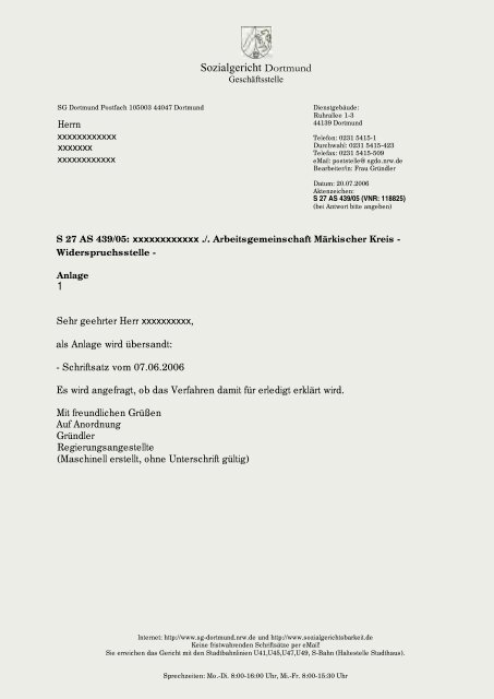 Antwort der ARGE MK - Beispielklagen