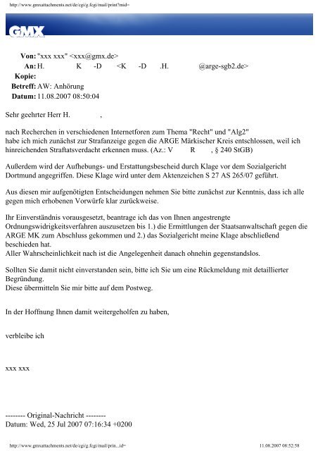 Mail Beispielklagen