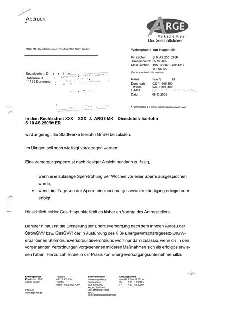 vorab per Fax 0231.541 5-509 - Beispielklagen