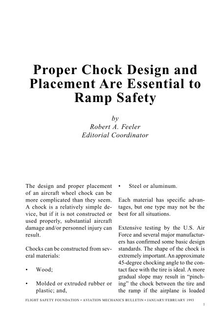 Chock Design Proper Chock Design and Placement Are Essential to Ramp Safety