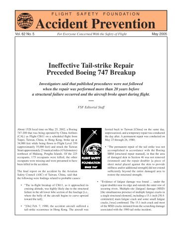 Ineffective Tail-strike Repair Preceded Boeing 747 ... - SmartCockpit