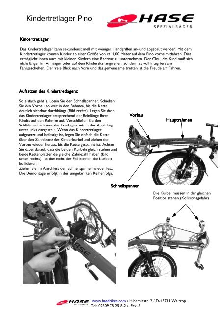 Pino Kindertrettlager Anleitung deutsch-englisch (PDF ... - Hase Bikes