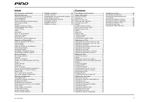 Pino Anleitung (Mit Rahmentrennung) deutsch ... - Hase Bikes