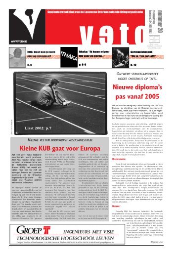 Nieuwe diploma's pas vanaf 2005 Kleine KUB ... - archief van Veto