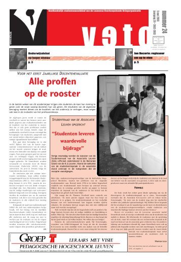 Alle proffen op de rooster - archief van Veto