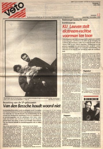 Van den Bossche houdt woord niet KU, Leuven ... - archief van Veto