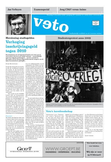 Verhoging inschrijvingsgeld tegen 2010 - archief van Veto