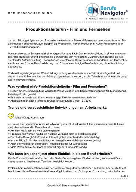 Produktionsleiter/in - Film und Fernsehen - UKF.tv
