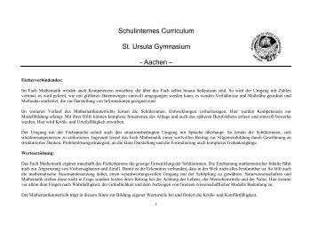 Schulinternes Curriculum St. Ursula Gymnasium - Aachen –