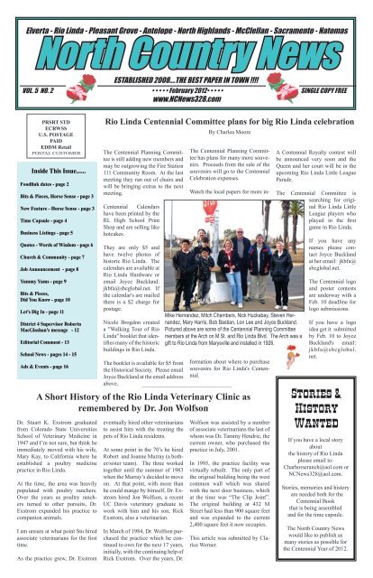 North Country News, February, 2012.