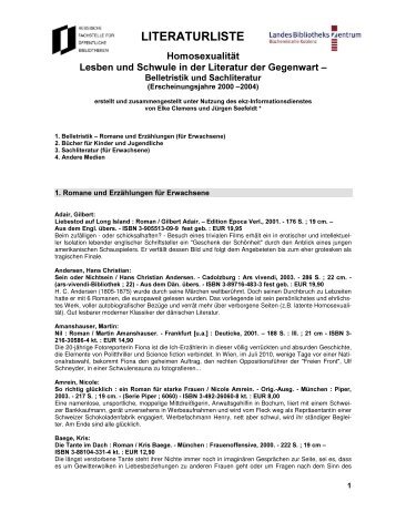 Literaturliste Homosexualität "Lesben und Schwule in der Literatur ...