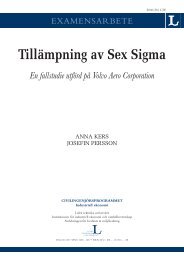 Tillämpning av Sex Sigma: en fallstudie utförd på Volvo Aero ...
