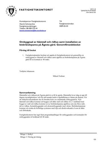 FASTIGHETSKONTORET Ombyggnad av häststall och ridhus samt ...