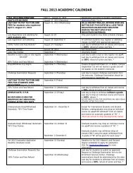 FALL 2013 ACADEMIC CALENDAR