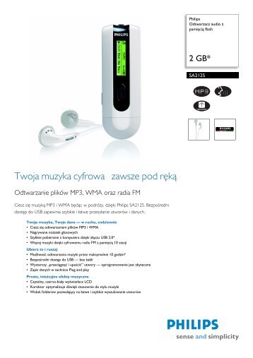 SA2125/02 Philips Odtwarzacz audio z pamięcią flash - Action