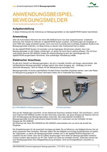 ANWENDUNGSBEISPIEL BEWEGUNGSMELDER - aizo