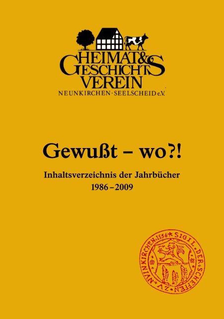 Inhaltsverzeichnis Jahrbücher 1986 bis 2009 - Heimat ...