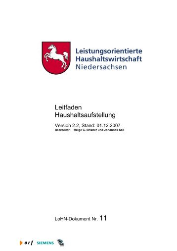 Projekt "LoHN" - LF-Haushaltsaufstellung - Niedersächsisches ...