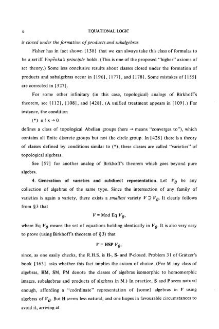 Survey 1979: Equational Logic - Department of Mathematics ...