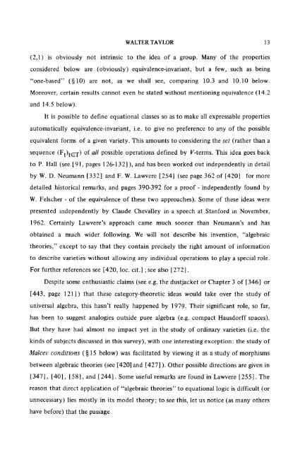 Survey 1979: Equational Logic - Department of Mathematics ...