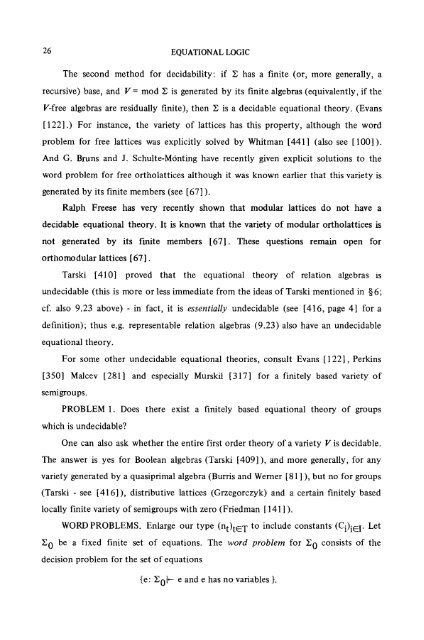 Survey 1979: Equational Logic - Department of Mathematics ...