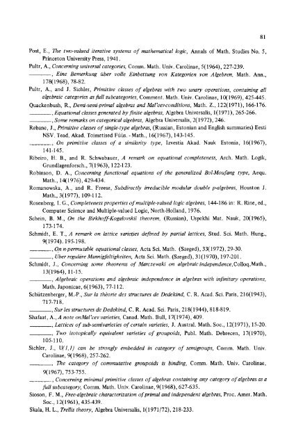 Survey 1979: Equational Logic - Department of Mathematics ...
