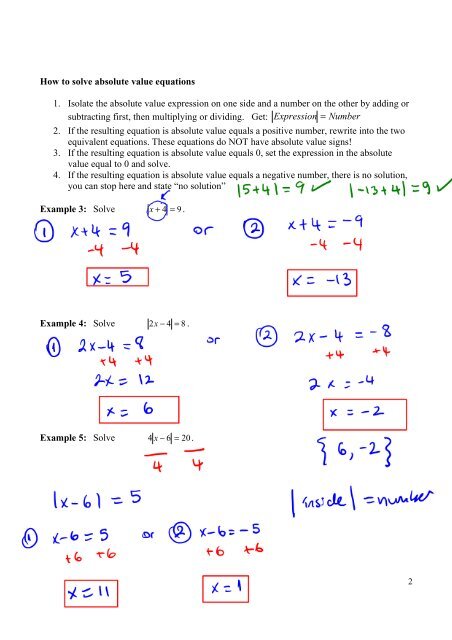 Section 2.8 – Absolute Value Equations and Inequalities Recall ...